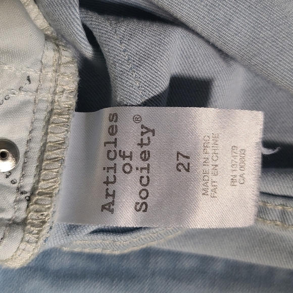 Articles of Society Hi-Rise Stretch Skinny Distressed 27x26 Blue Jeans - Picture 3 of 5